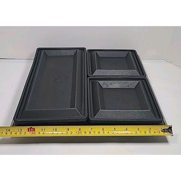 Complete Vintage Tupperware 1385 Smoke Black 7 PC Get Together Buffet Tray - Picture 5 of 12